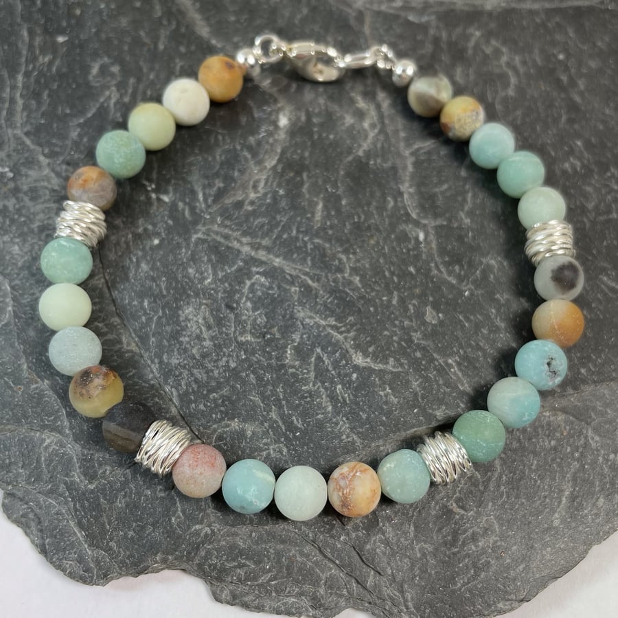 Amazonite and silver bracelet