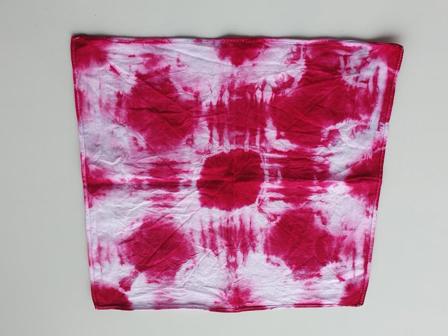 Shibori Tie Dye Cotton Handkerchief Fuchsia Pink