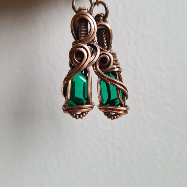 Emerald Quartz & Copper Green Dangle Earrings Earings Gift Jewellery Jewelry 