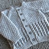 18" Patterned Baby Boys Round Neck Cardigan (Silver Grey)
