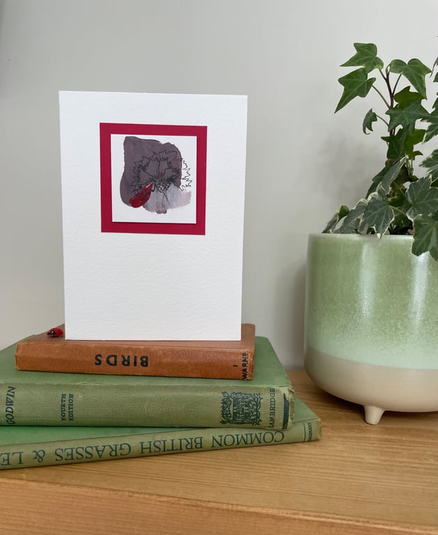 Hand painted abstract art card, original art, blank card, floral art, abstract.