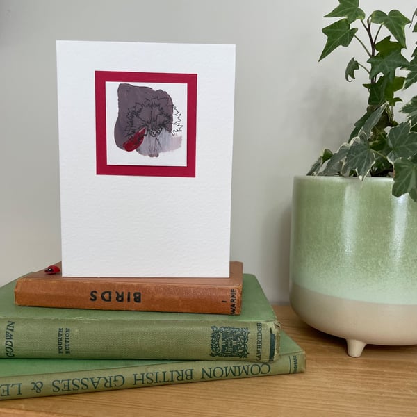 Hand painted abstract art card, original art, blank card, floral art, abstract.