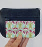 Coin purse with front pocket in dark denim and Liberty print - Image 6