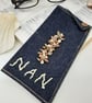 Glasses case for Nan in denim with bead cluster. - Image 6
