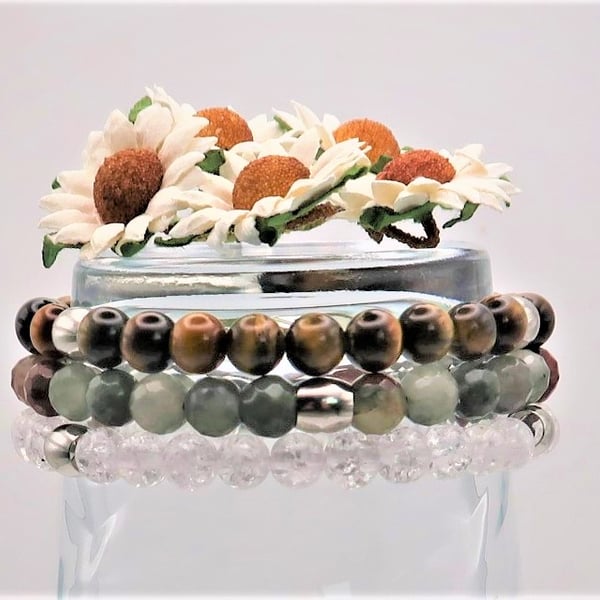 Set of 3 Stacking Stretch Bracelets for Protection and Energy. Free UK p&p