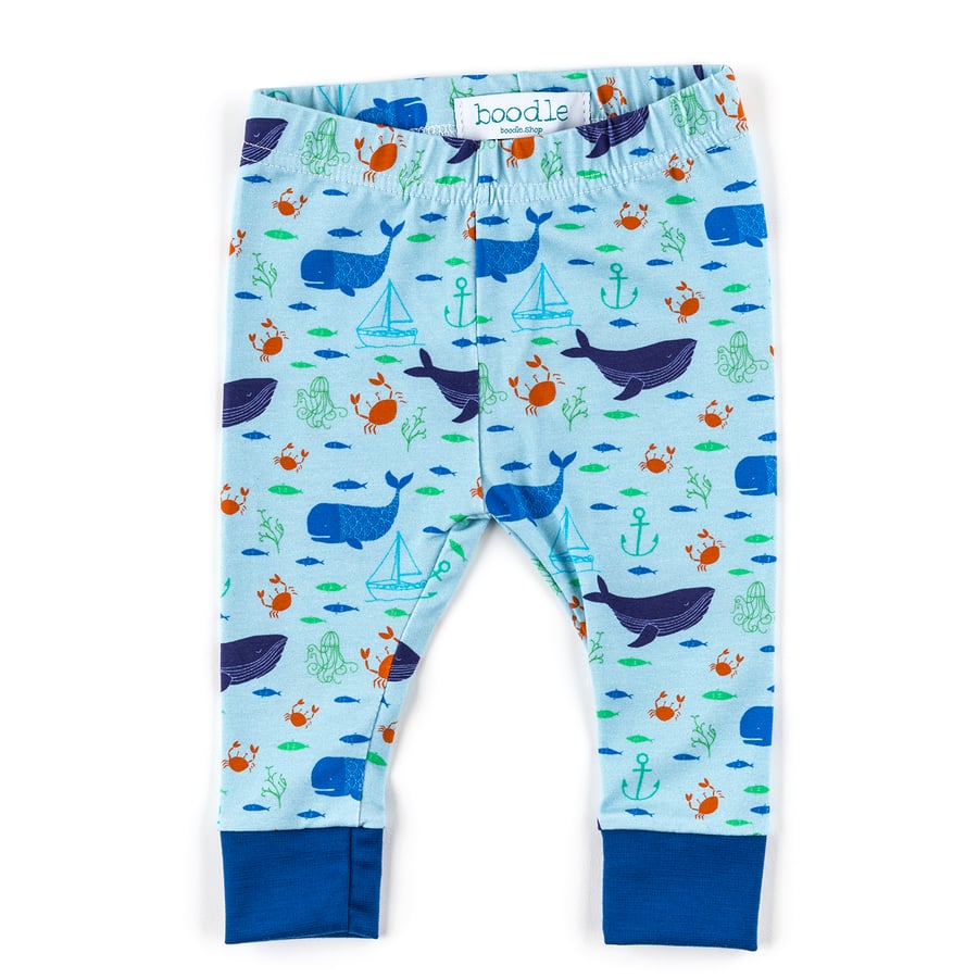 Whale nautical baby leggings