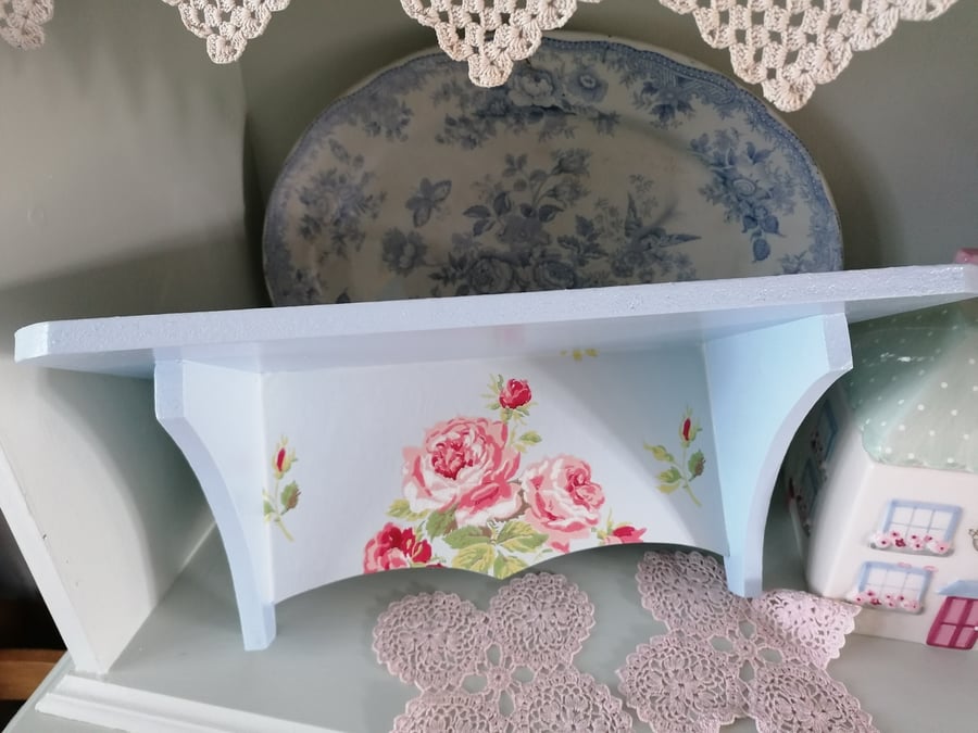 Wooden Wall Shelf Made with Cath Kidston Vintage Design Kitchen Bathroom Bedroom