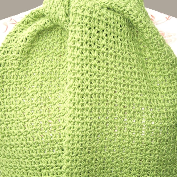 Bamboo Scarf - Green Unisex Crochet Scarf