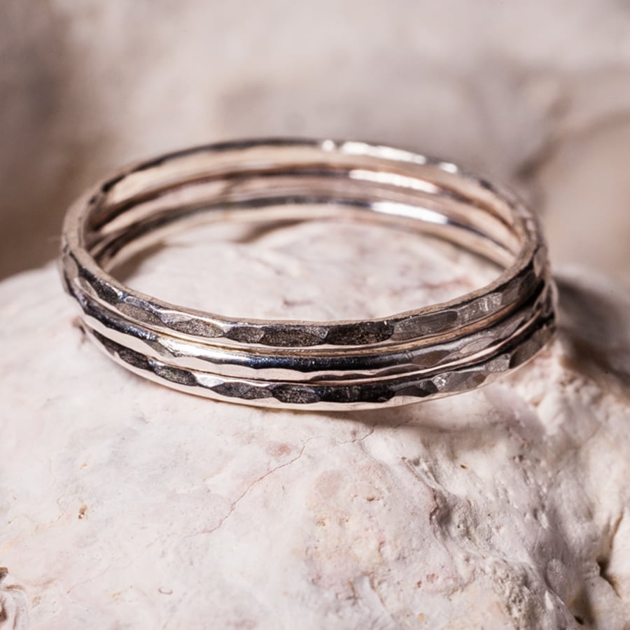 handmade eco-silver stacking rings