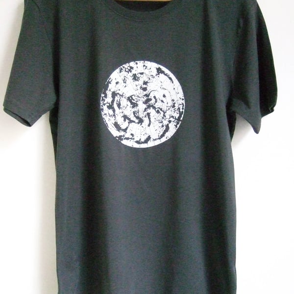 Polar Circle  Mens Printed organic cotton dark grey T shirt  