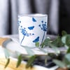 Cow Parsley and butterflies blue and white Cyanotype candle holder