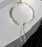 Angel Wing Heart Charm Pearl Bracelet,  Sterling Silver Adjustable Bracelet - Image 5