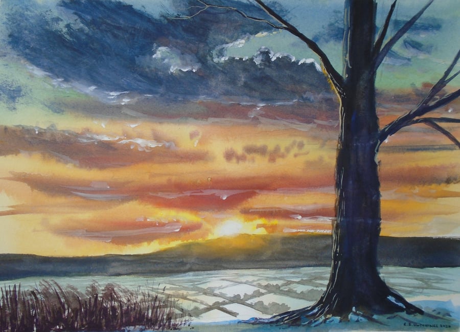 Winter light (Original watercolour painting) 