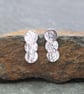 Sterling Silver Triple Disc Stud Earrings, Hammered Silver Earring Studs