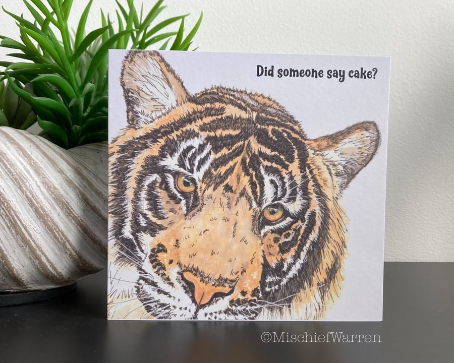 Tiger Card - Blank or personalised tiger art card for any occasion