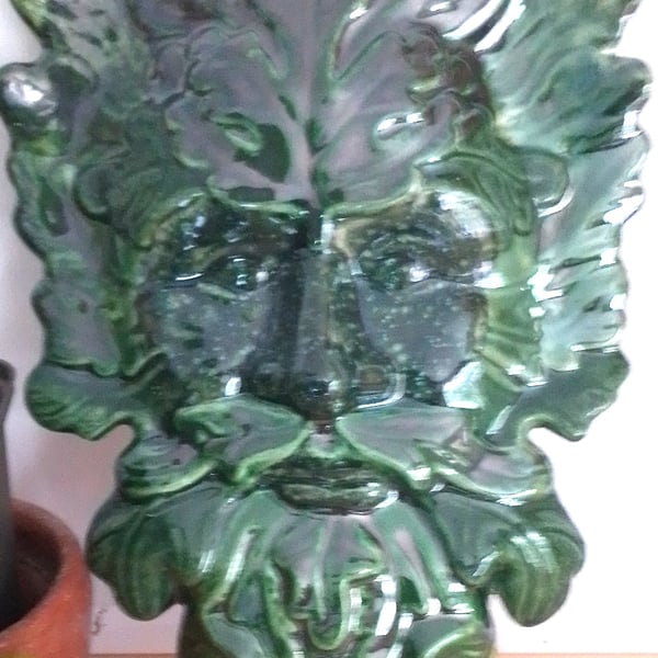 Ceramic Green man plaque, hanging green man ornament