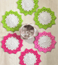 Handmade Crochet Flower Coasters Set of 6 with Basket - Image 7