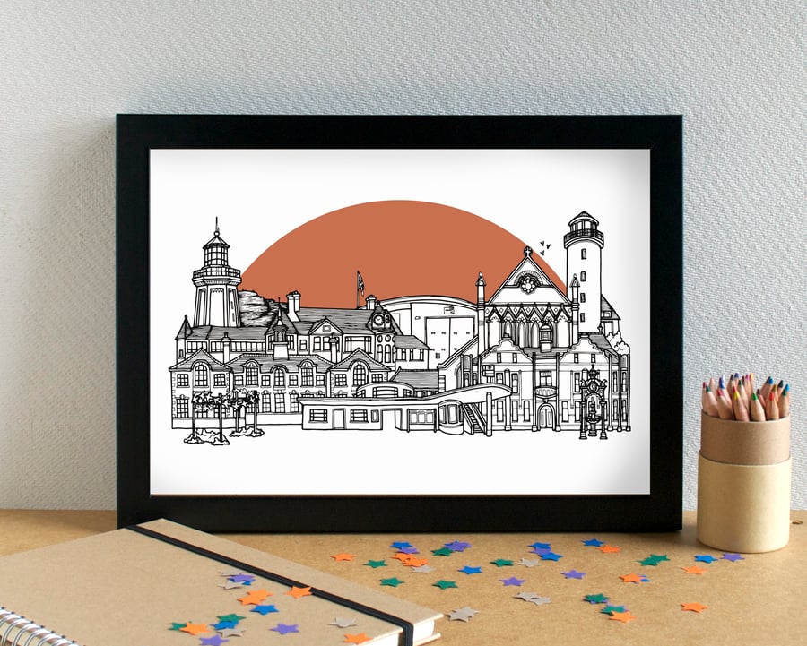 Hoylake Landmarks Skyline Art Print