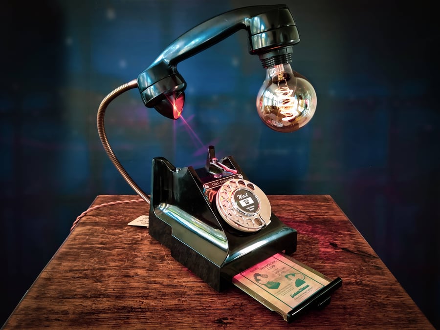 Handmade Upcycled Vintage Bakelite Telephone Desk Lamp