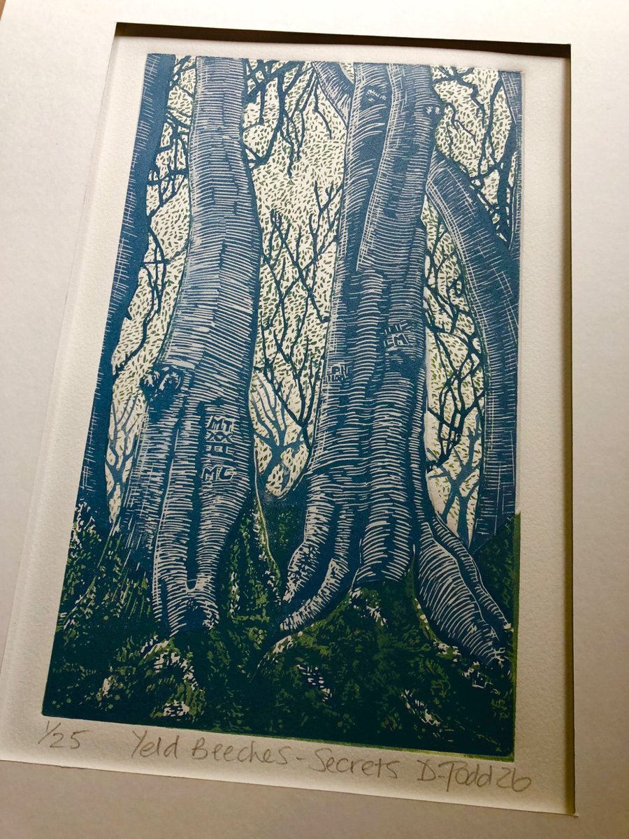 'Yeld Beeches, secrets' Linocut Print - Folksy