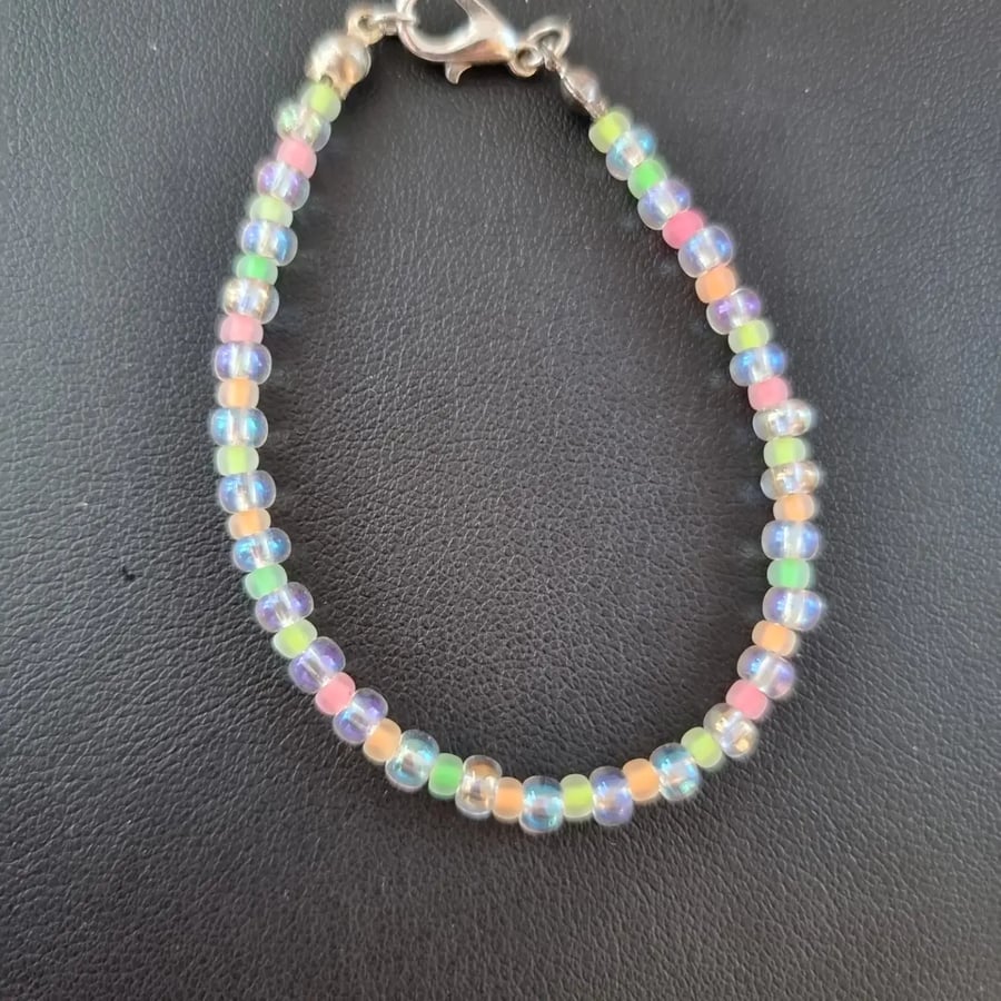 Kids  neon glass beaded bracelet - for kids age 4 to 9 years