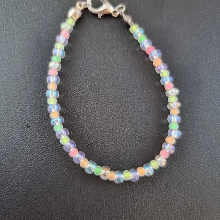 Kids  neon glass beaded bracelet - for kids age 4 to 9 years