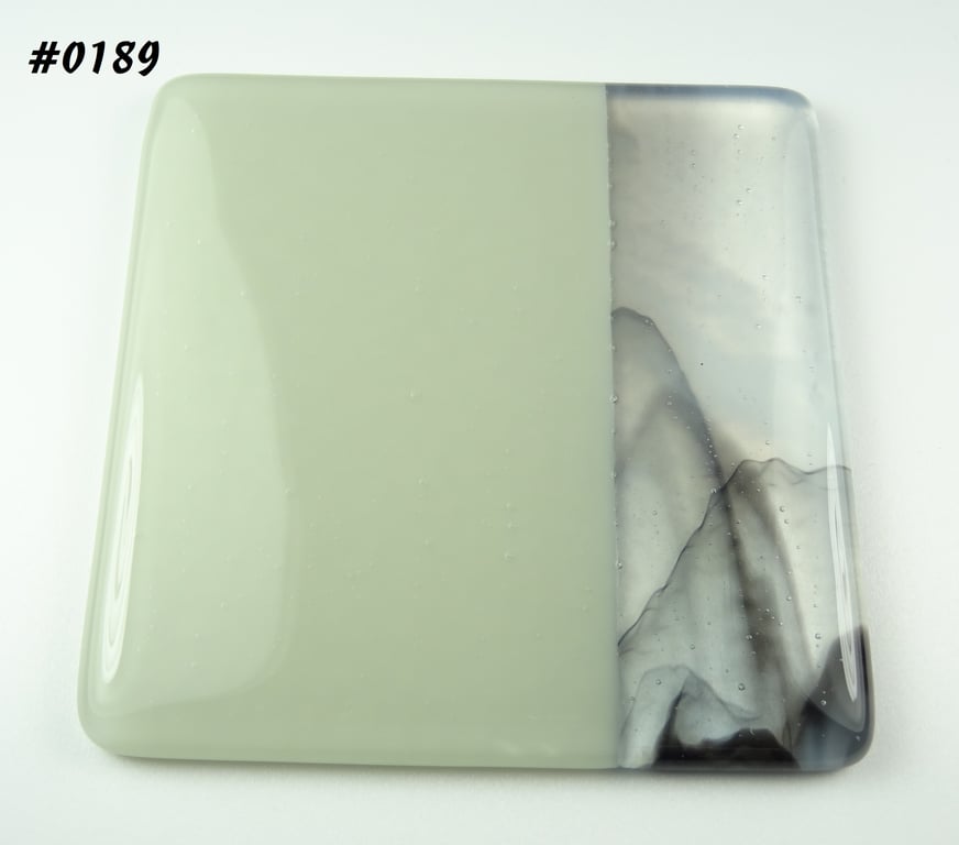 Grey fused glass coaster, 9cm, 6mm thick, handcrafted (0189)