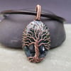 Moss Agate and Copper Wire Wrapped Tree of Life Pendant