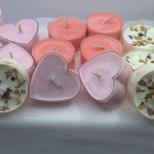 18 Soy Wax Tealights Floral Scented Essential Oil Gardenia Pink Heartt