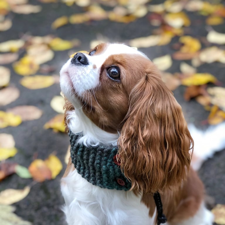 Hand Knitted Dog Scarf Neck Warmer - Cosy Chunky Yarn Buttons - Brown Red