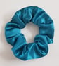 Peacock Teal Satin Scrunchie - Gentle Handmade Hair Tie