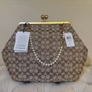 Coach, Large, Crystal, Shoulder Bag in Burnished Amber with Gold Pearl Chain