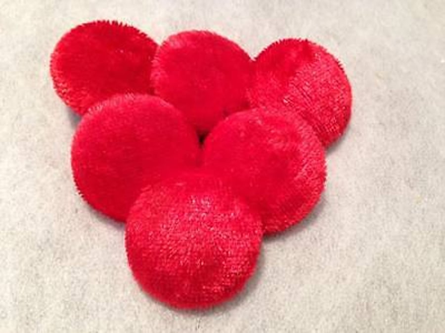 Large Red Crushed Velvet Fabric Covered Buttons. Choice of Pack Sizes