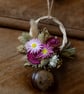 Mini Pink Strawflower dried flower gift sized wreath - Image 3