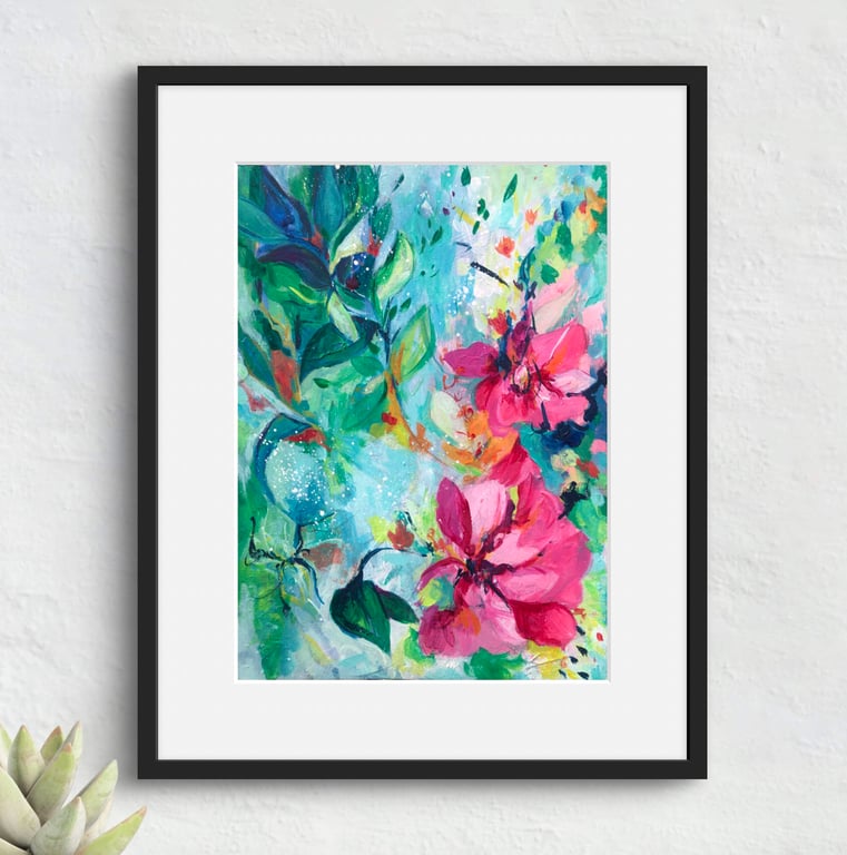 Happy Days Original Painting, A4 Framed piece with mount