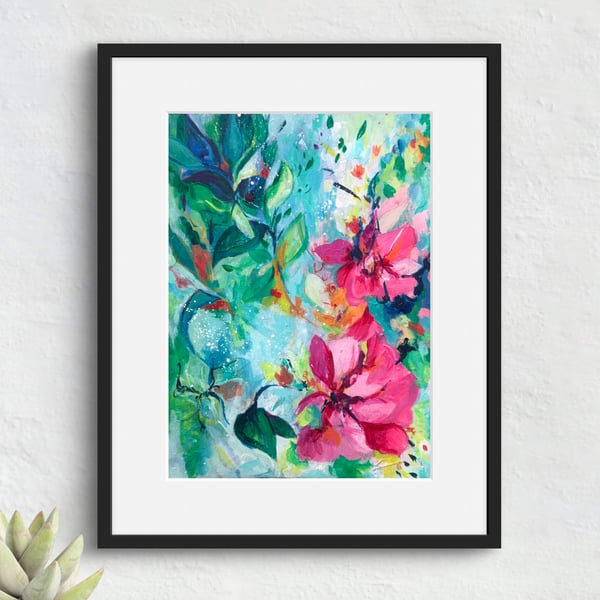 Happy Days Original Painting, A4 Framed piece with mount