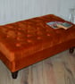 Chesterfield Deep Button Footstool in Burnt Orange Velvet Fabric