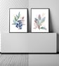 Watercolour leaves wall prints, purple plants wall decor, leaf wall art prints - Image 6