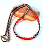 Hematite & Red Bamboo Coral necklace with Swarovski Crystals - Handmade In Devon - Image 2