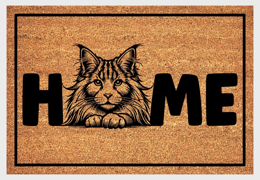 Maine Coon Cat Home Door Mat No.2 - Maine Coon Cat Welcome Mat - 3 Sizes