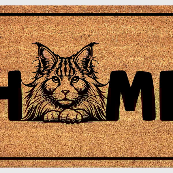 Maine Coon Cat Home Door Mat No.2 - Maine Coon Cat Welcome Mat - 3 Sizes