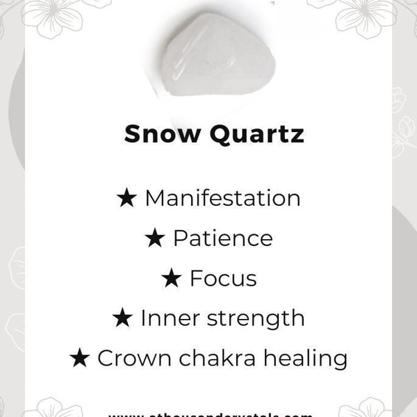 SNOW QUARTZ CRYSTAL Healing Crystals, Tumbled Stones, Gemstones, Loose, Natural
