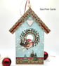 Nordic Christmas Decoration, Birdhouse - hanging wooden ornament, gift, robin  - Image 4
