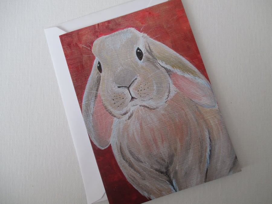 Lop Eared Bunny Rabbit Blank Greetings Card Print from Original Painting 