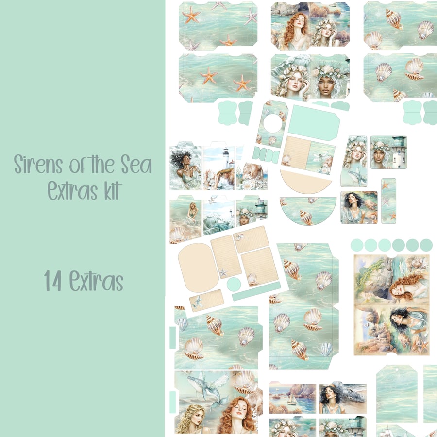 Sirens of the Sea Extras kit Scrapbooking, Ephemera, Journal, Digital Download