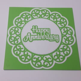 Happy Anniversary Greeting Card - Green and White