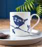 Set of 4 fine bone china mugs, blue and white, Nature inspired mugs. - Image 5