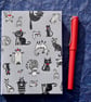 A6 Hardback Notebook with fun cat-covered fabric cover - Image 2