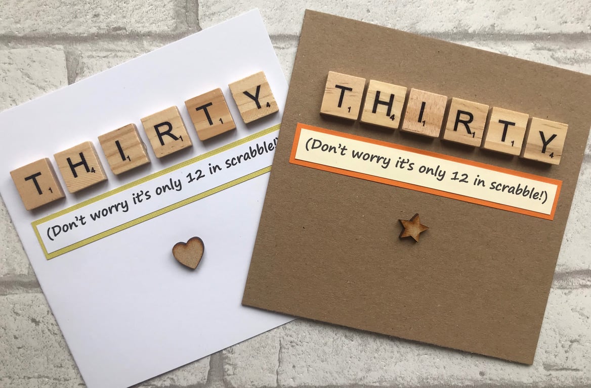 Handmade 30th Birthday Card with Scrabble Tiles