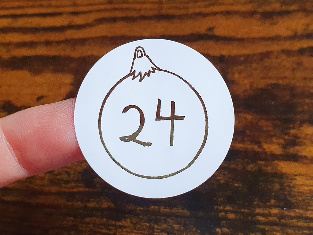 35 x Foil Christmas Advent Calendar 37mm Stickers - Small Business Supplies